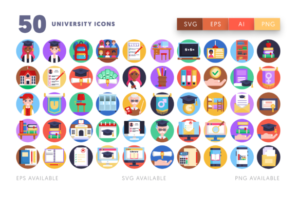 50 University Icons: Graphics & Icons for Local Branding Projects