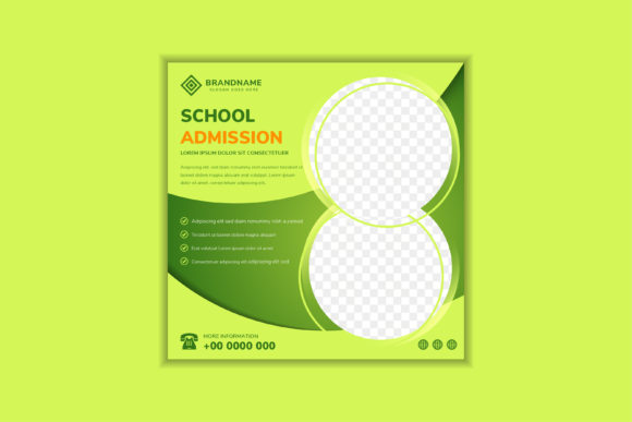Admission School Square Banner Green – A Versatile Graphic for Handmade School-Themed Crafts