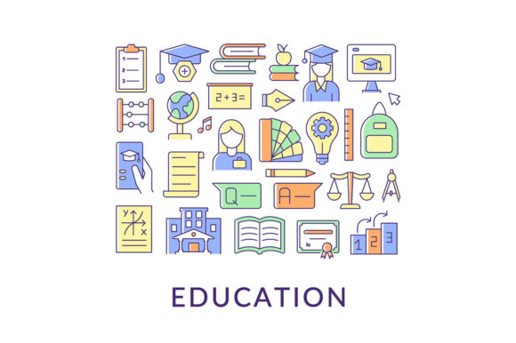 Education Abstract Color Concept Layout Review for Real Embroidery Projects