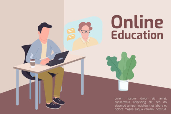 Online Education Banner Flat Vector Graphics Review