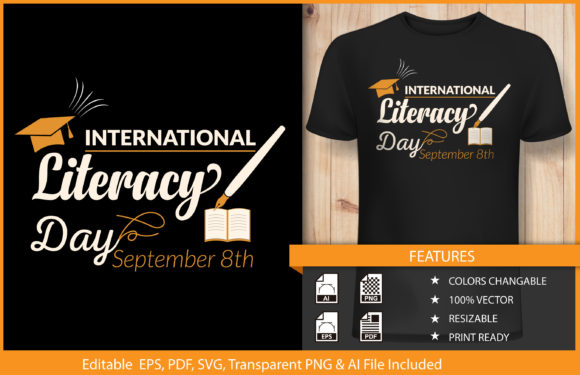 Review: T-shirt Design Literacy Day Vector for Editorial & Web Graphics