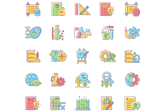 Reviewing the School Subjects RGB Color Icons Bundle for Real Embroidery Use