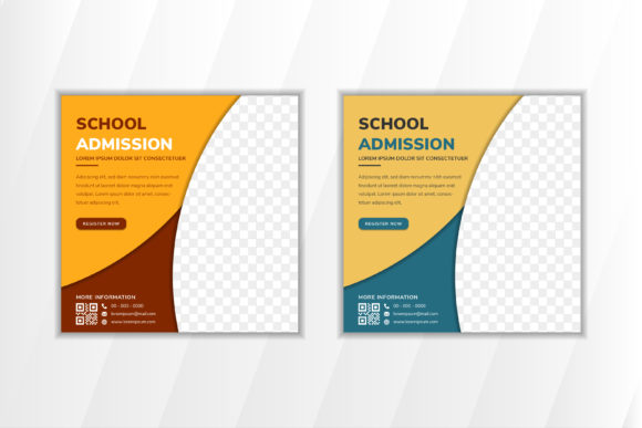 School Admission Square Banner Brown Graphics for Real Crafting Projects