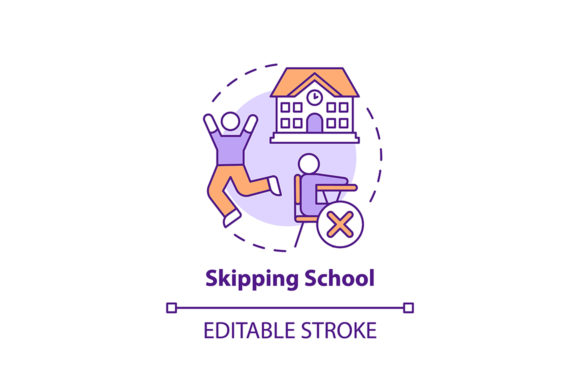 Skipping School Concept Icon: A Playful Graphic for Bold Branding and Packaging