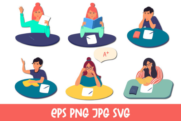 Students. Schoolboys and Schoolgirls Graphics & Illustrations