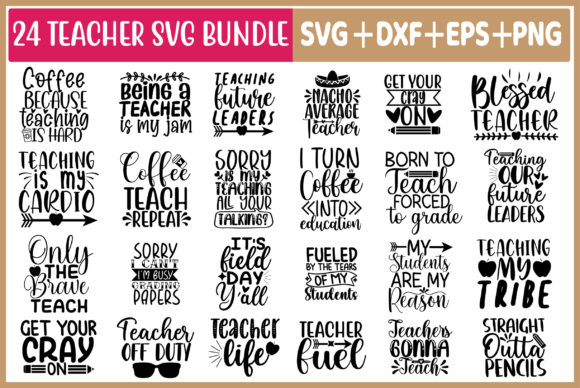 Teacher SVG Bundle, 24 Designs – Creative Graphics for Crafts & Branding